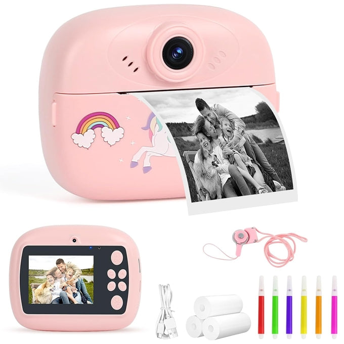 Children’s Instant Digital Print Camera for Kids - Black & White Printing Roll