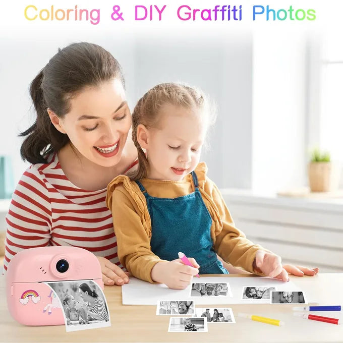 Children’s Instant Digital Print Camera for Kids - Black & White Printing Roll