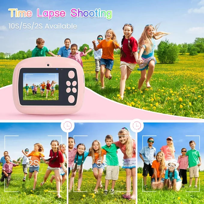 Children’s Instant Digital Print Camera for Kids - Black & White Printing Roll